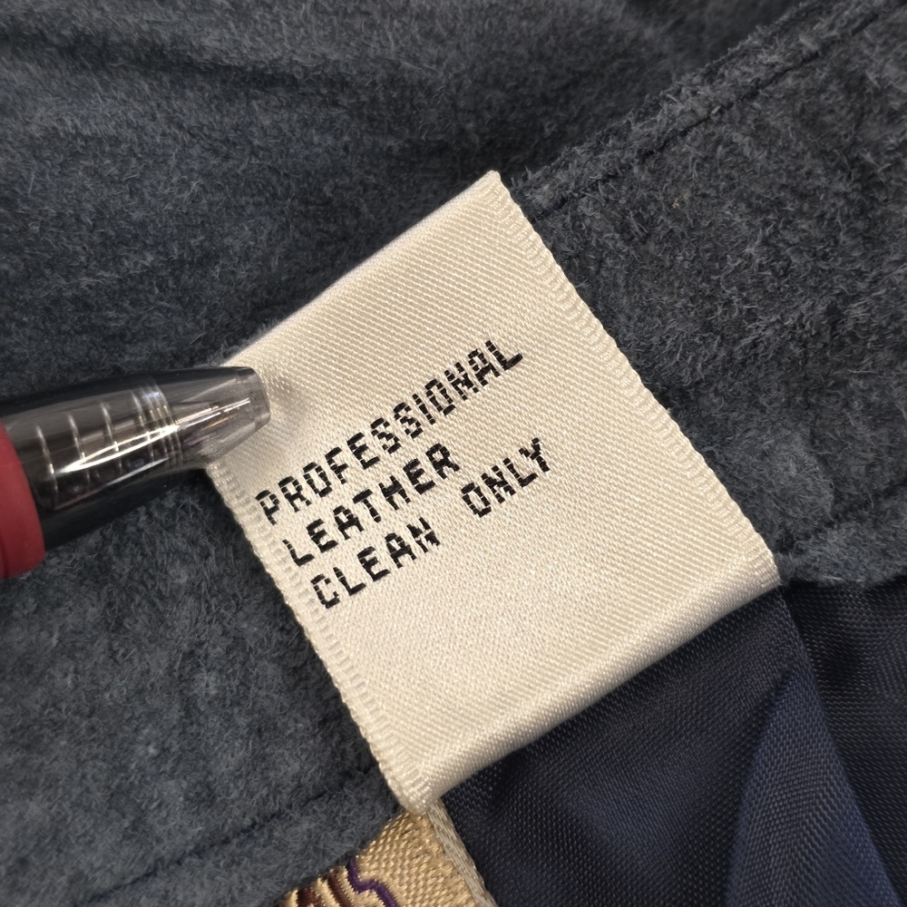 Vintage 90s Dusky Blue Genuine Suede Leather Pencil Skirt 11/12 Lined Midi - Picture 6 of 6